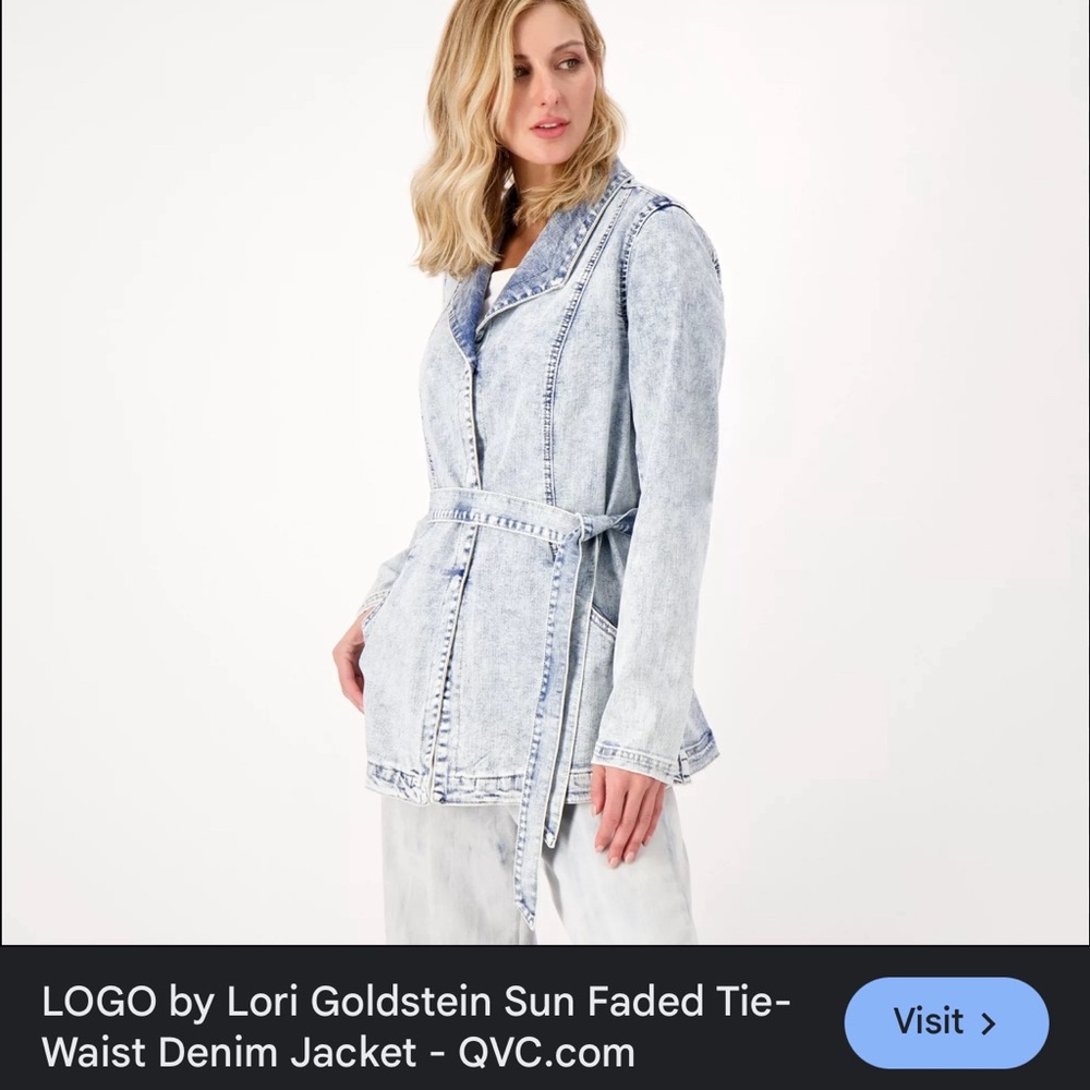Logo by Lori Goldstein sun faded tie waist denim jacket